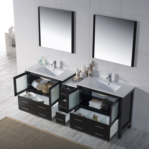 Orren Ellis Mance 85" Double Bathroom Vanity Set with Mirror Wayfair